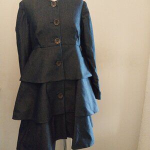 Three tiered stretch denim coat.  Small